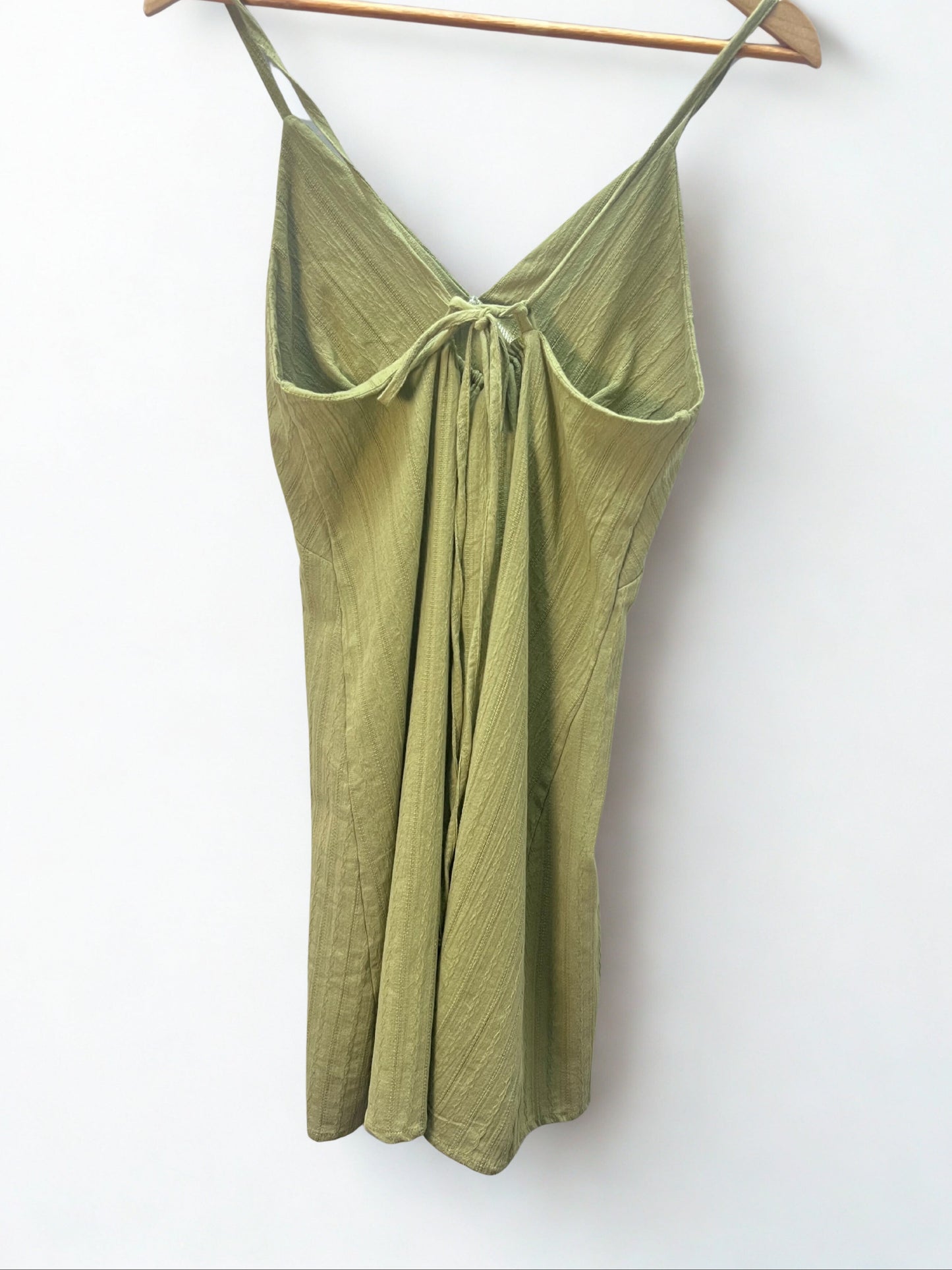 Lila – Olive Green Cotton Halter Dress