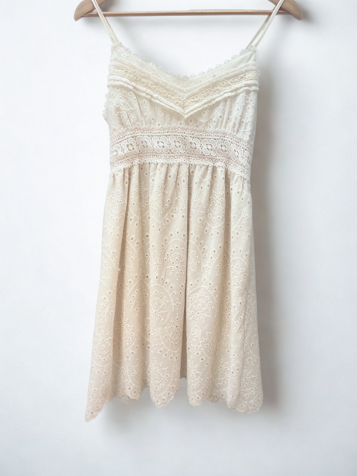 Boho Embroidered Cream Mini Dress