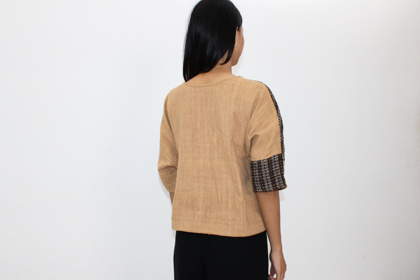 Handwoven Patchwork Cotton Top – Earth Tones