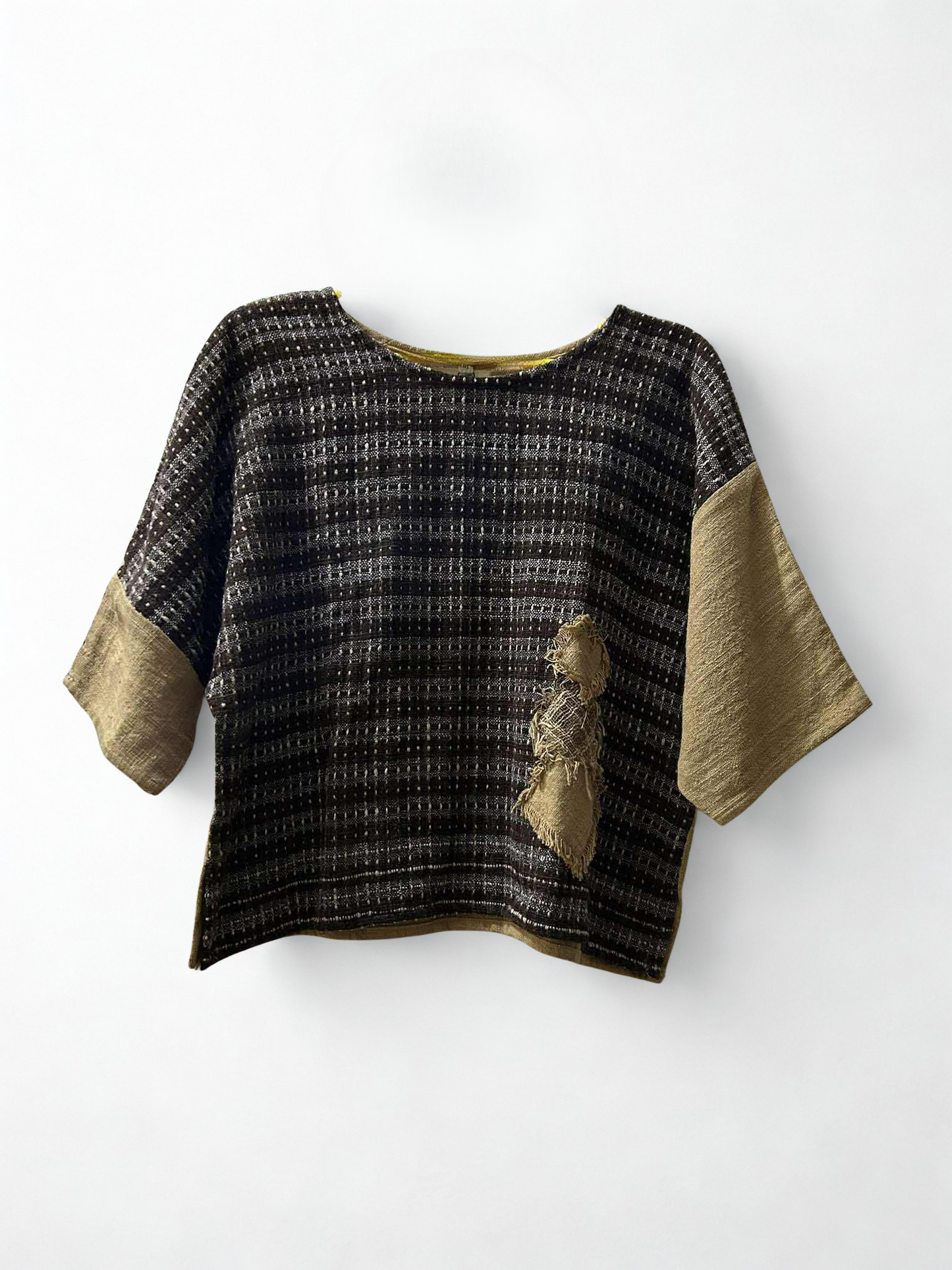 Handwoven Patchwork Cotton Top – Earth Tones