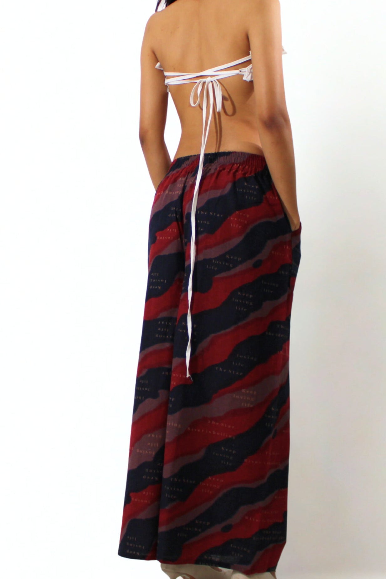 Street print pants-D