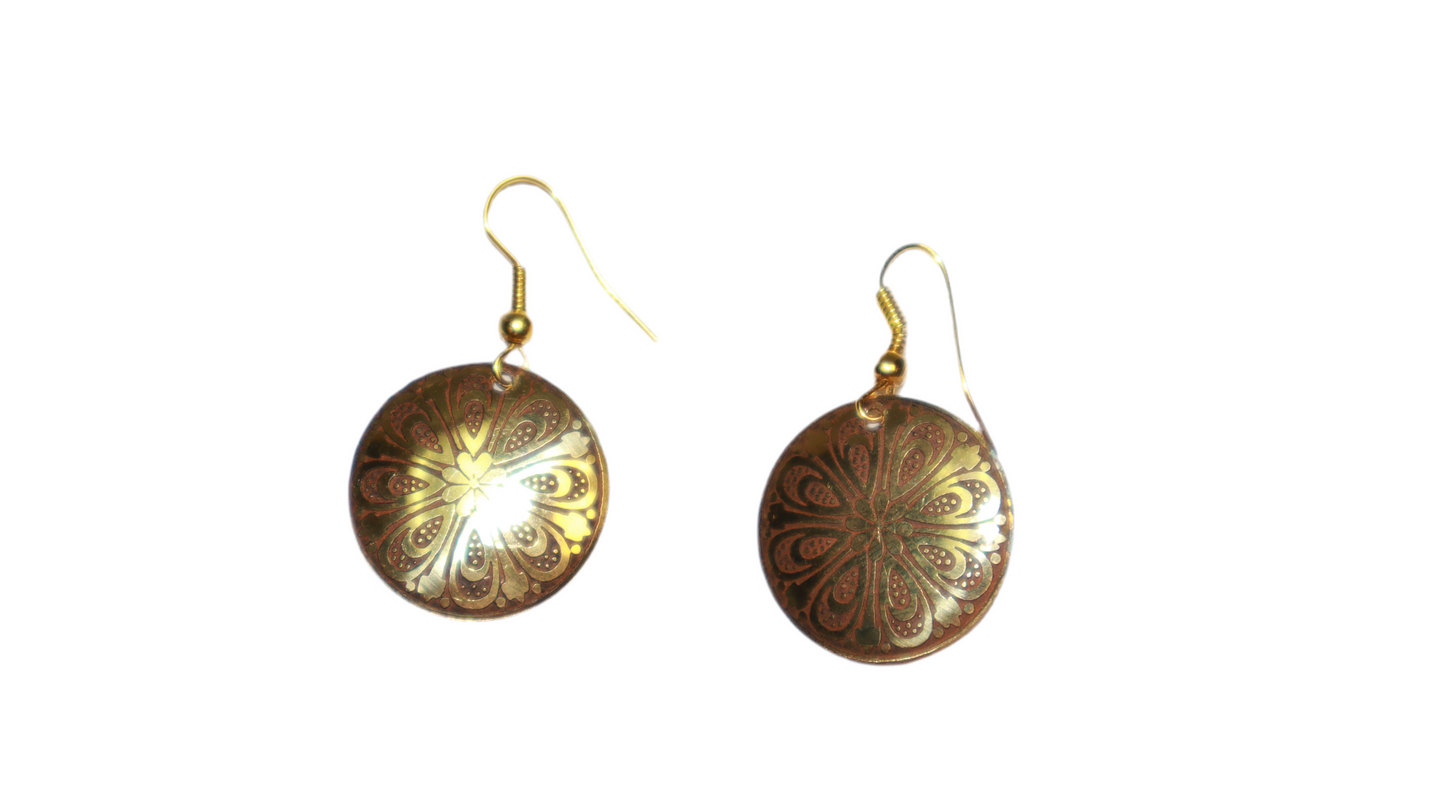 Golden Lotus Disc Earrings