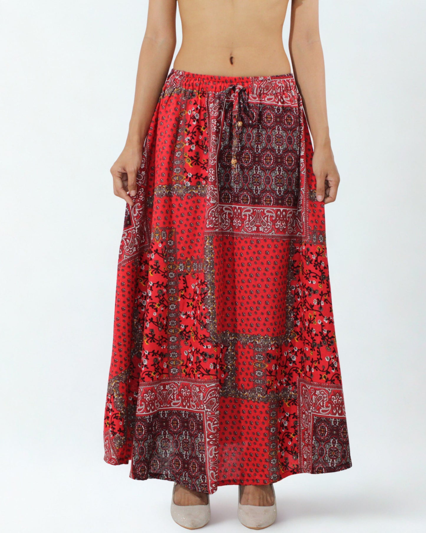 Bohemian Mosaic β Handwoven Cotton Maxi Skirt