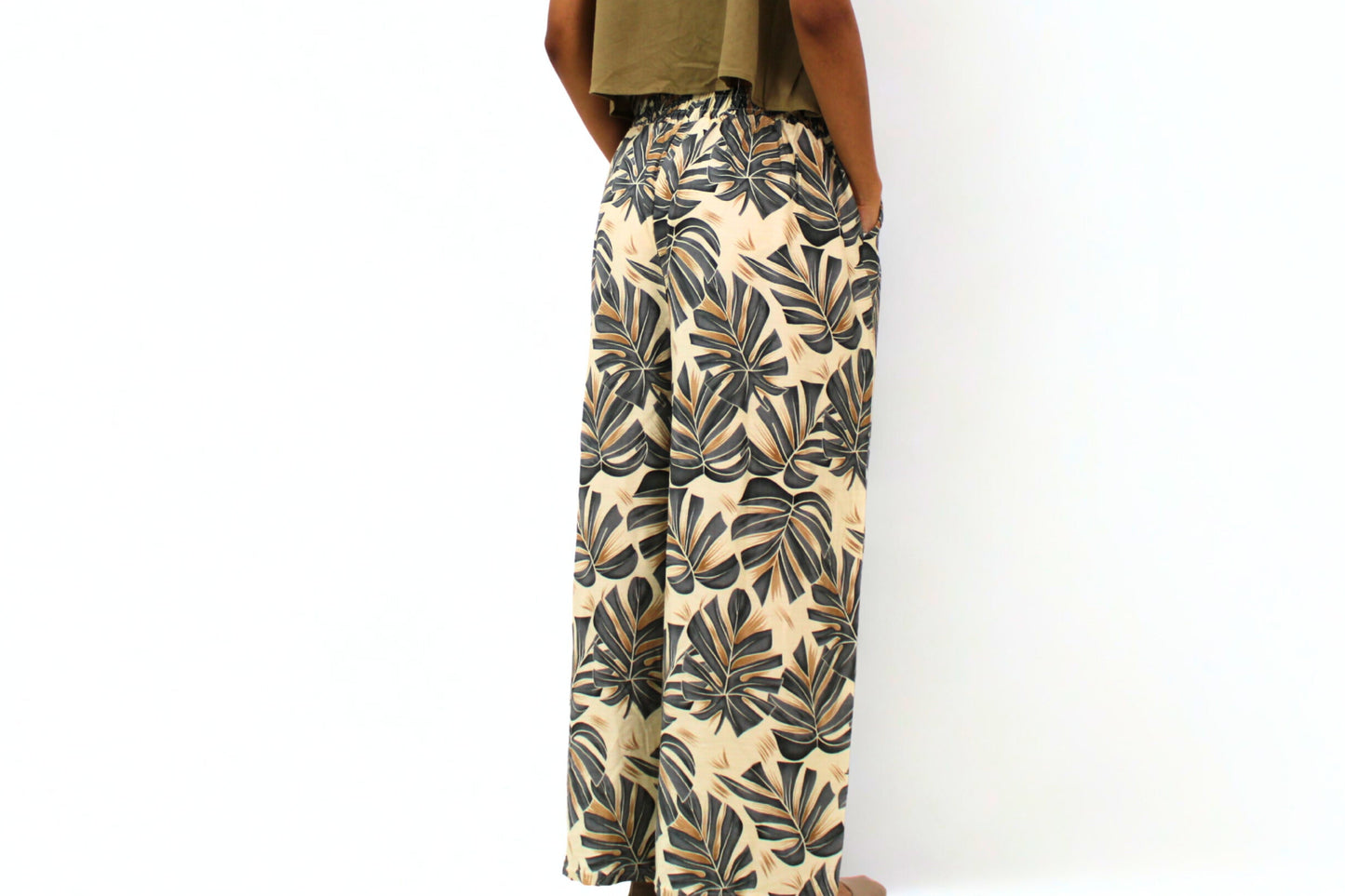 Tropical Leaf Print Cotton Pants – 100% Soft Cotton
