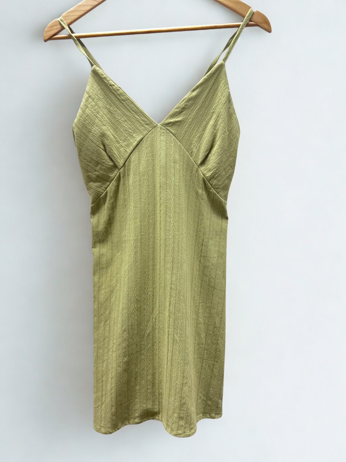 Lila – Olive Green Cotton Halter Dress