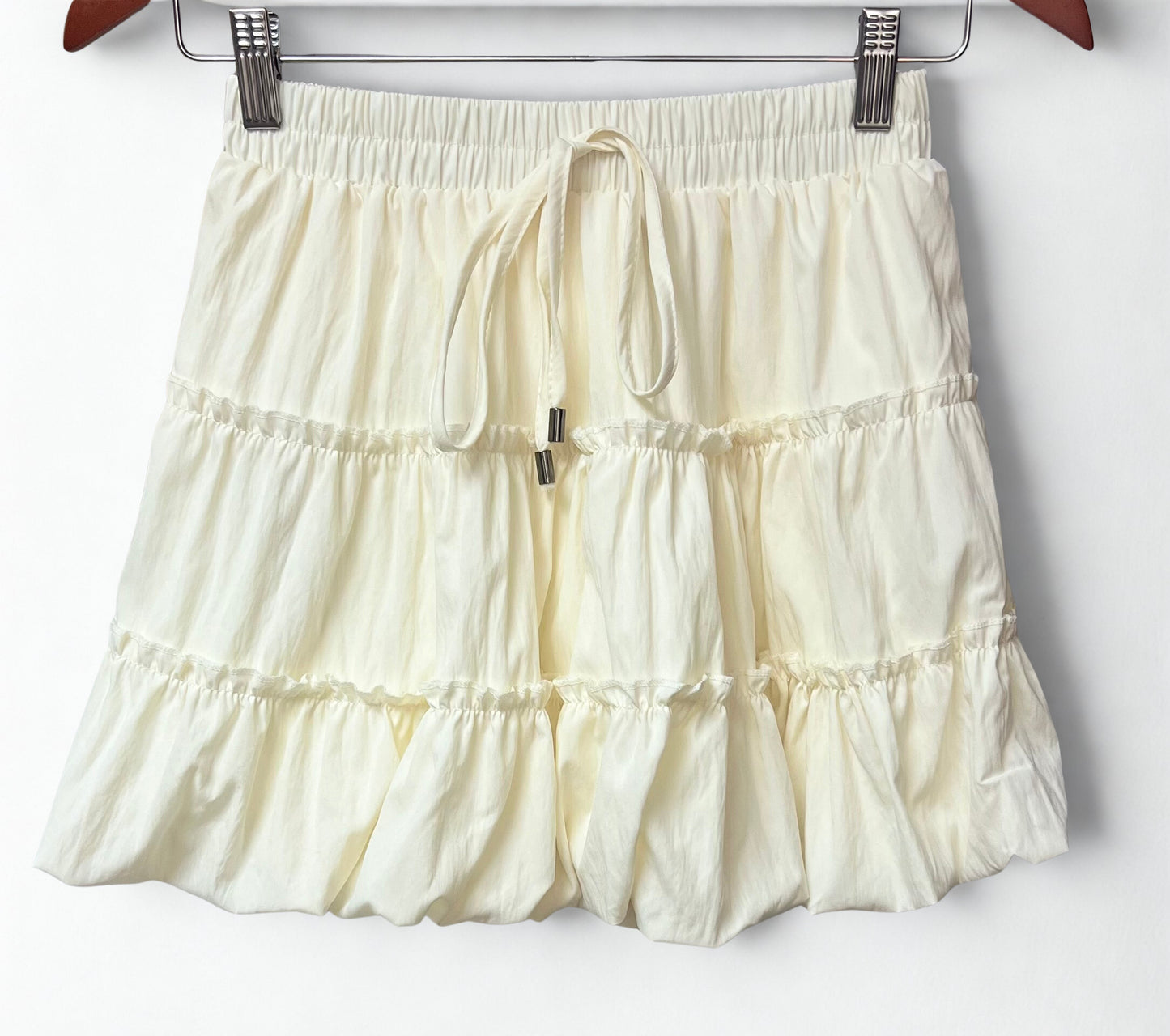 Cream Ruffle Puff Mini Skirt