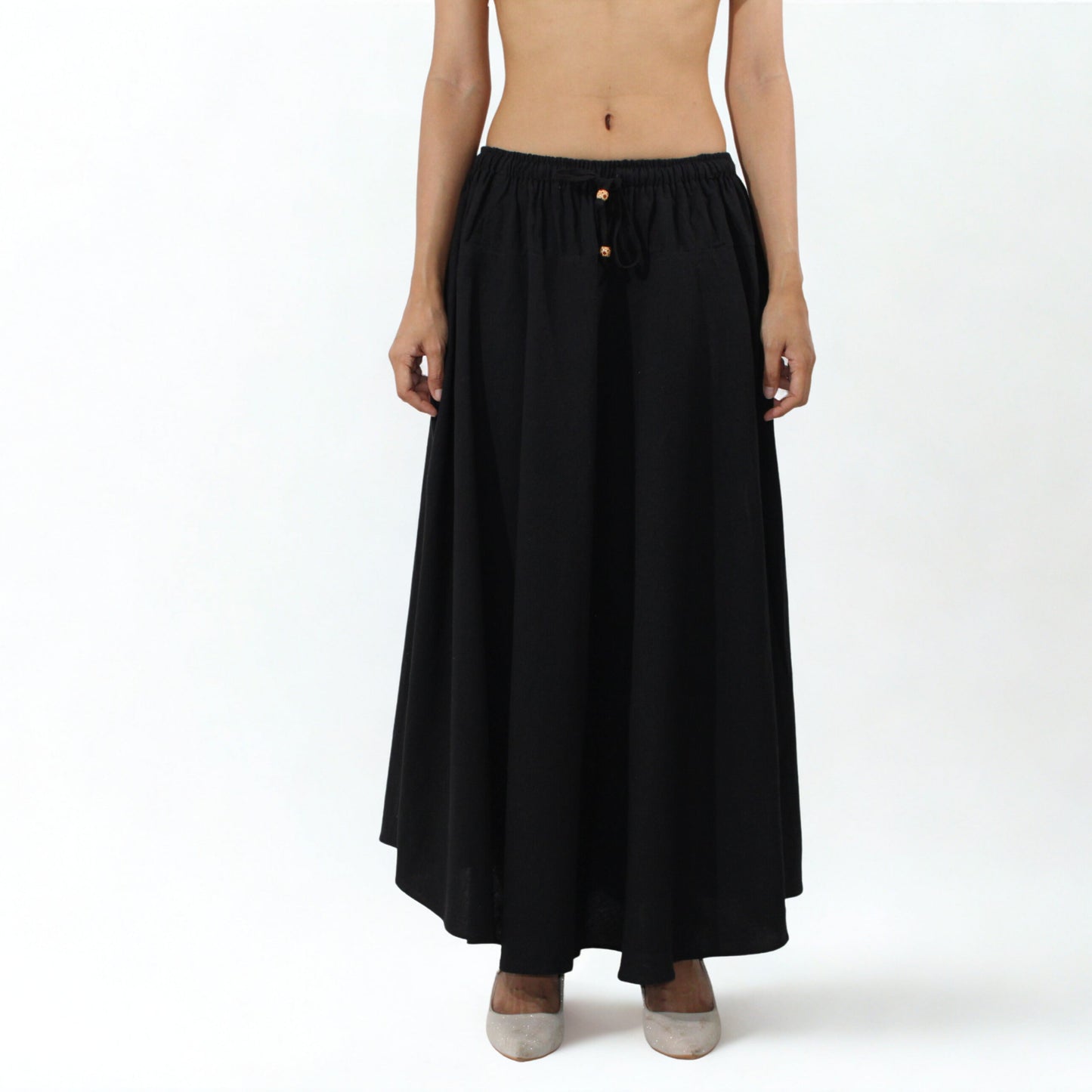 Classic Black Chiang Mai Cotton Maxi Skirt