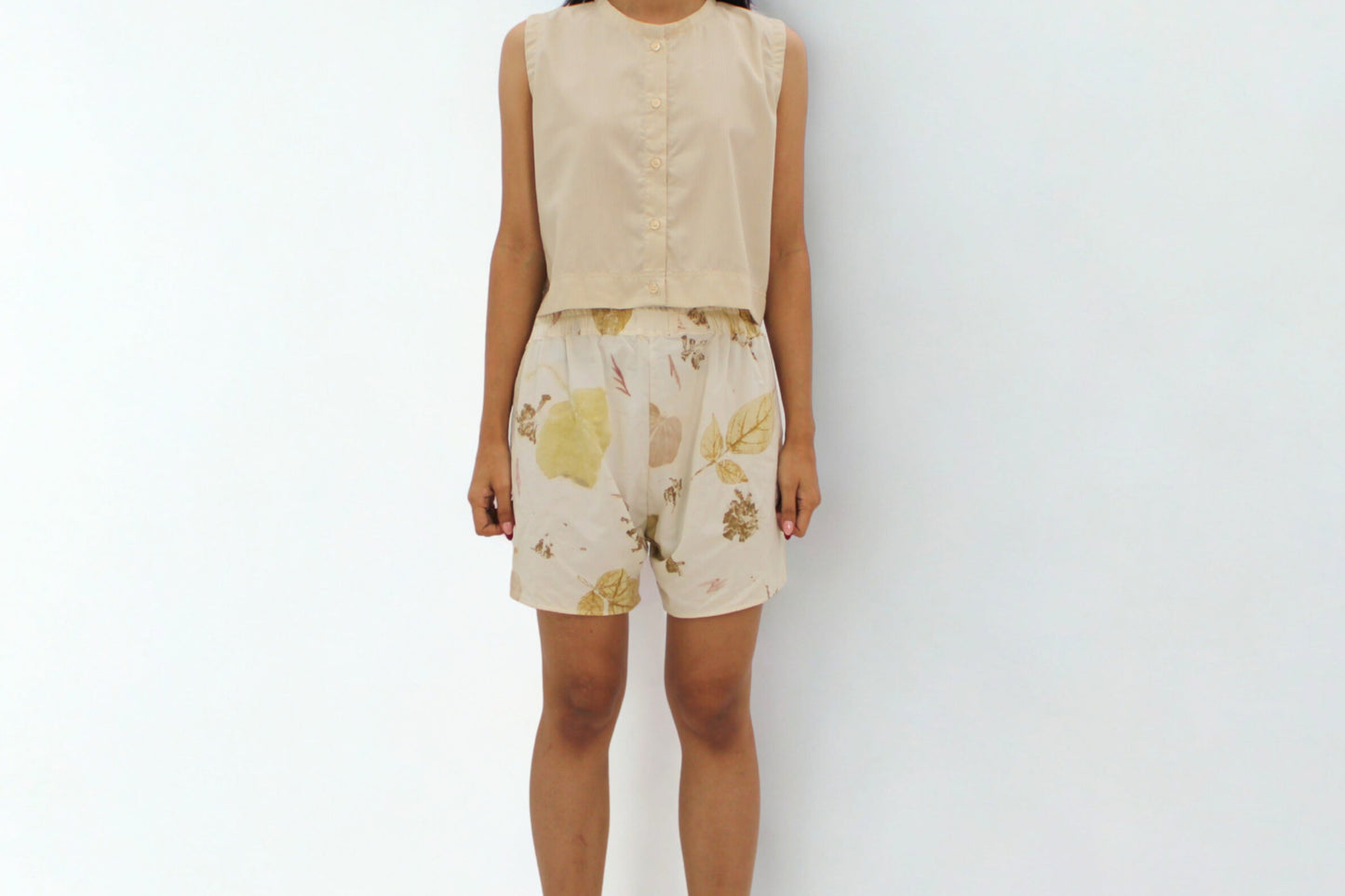 Botanical Eco-Printed Shorts β 100% Cotton (One of a Kind)