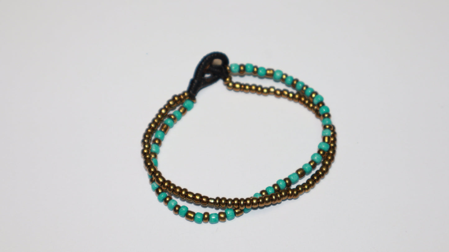 Bronze & Turquoise Beaded Wrap Bracelet