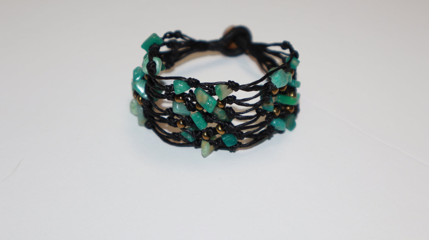 Verdant Weave Stone Cuff Bracelet