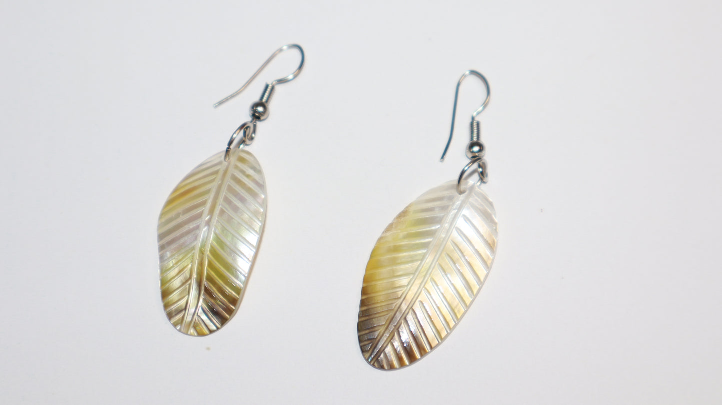Luna Leaf Carved Shell Earrings