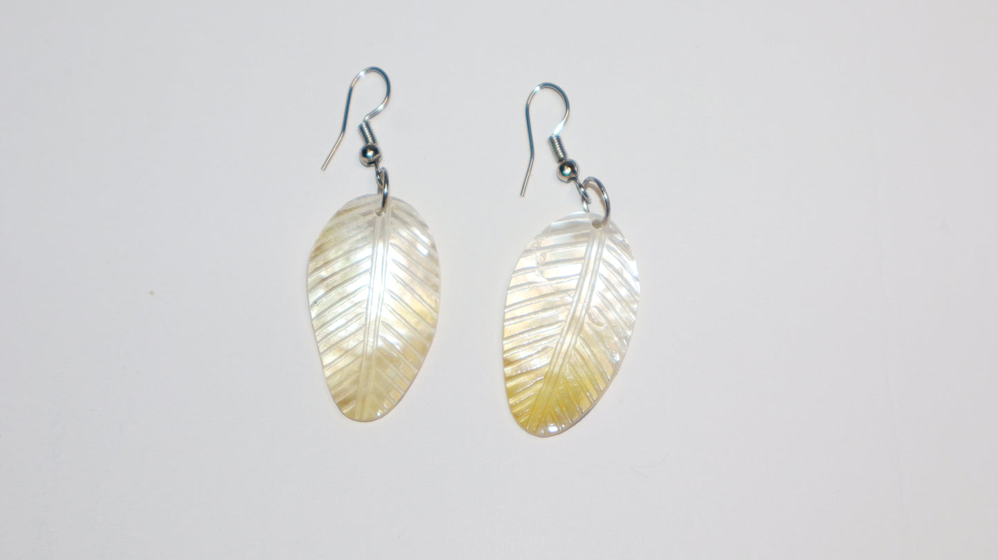 Luna Leaf Carved Shell Earrings