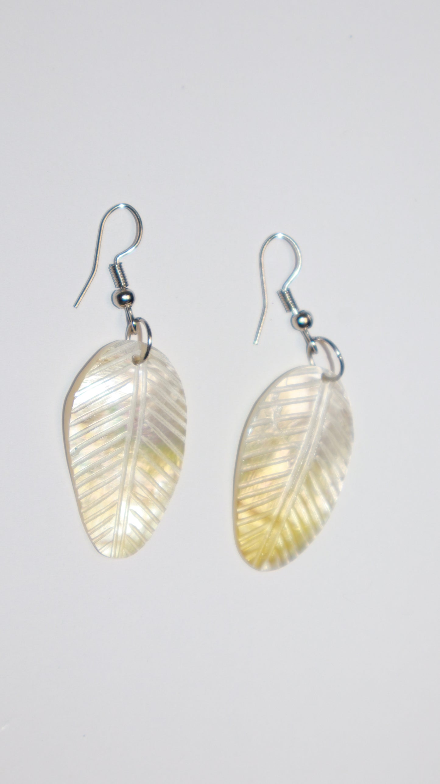 Luna Leaf Carved Shell Earrings