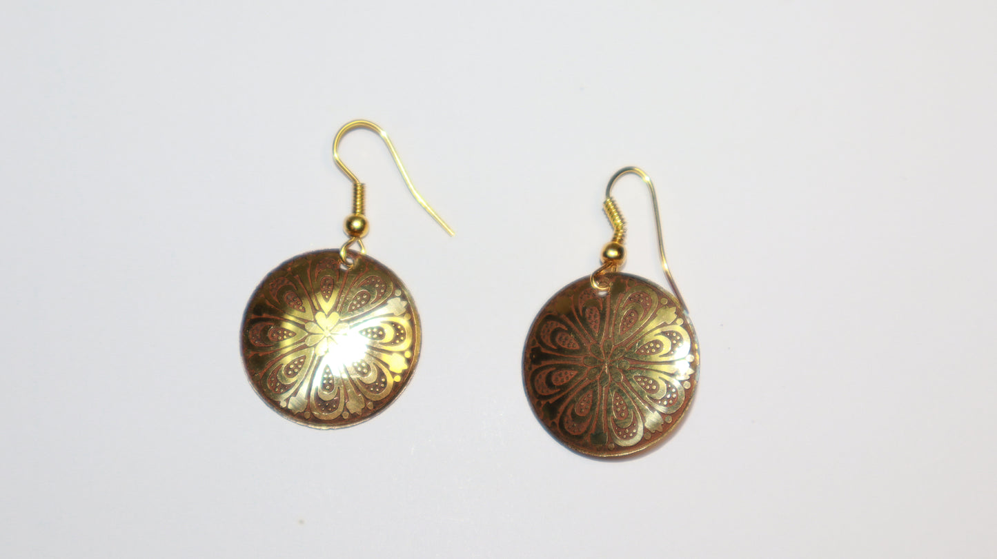 Golden Lotus Disc Earrings