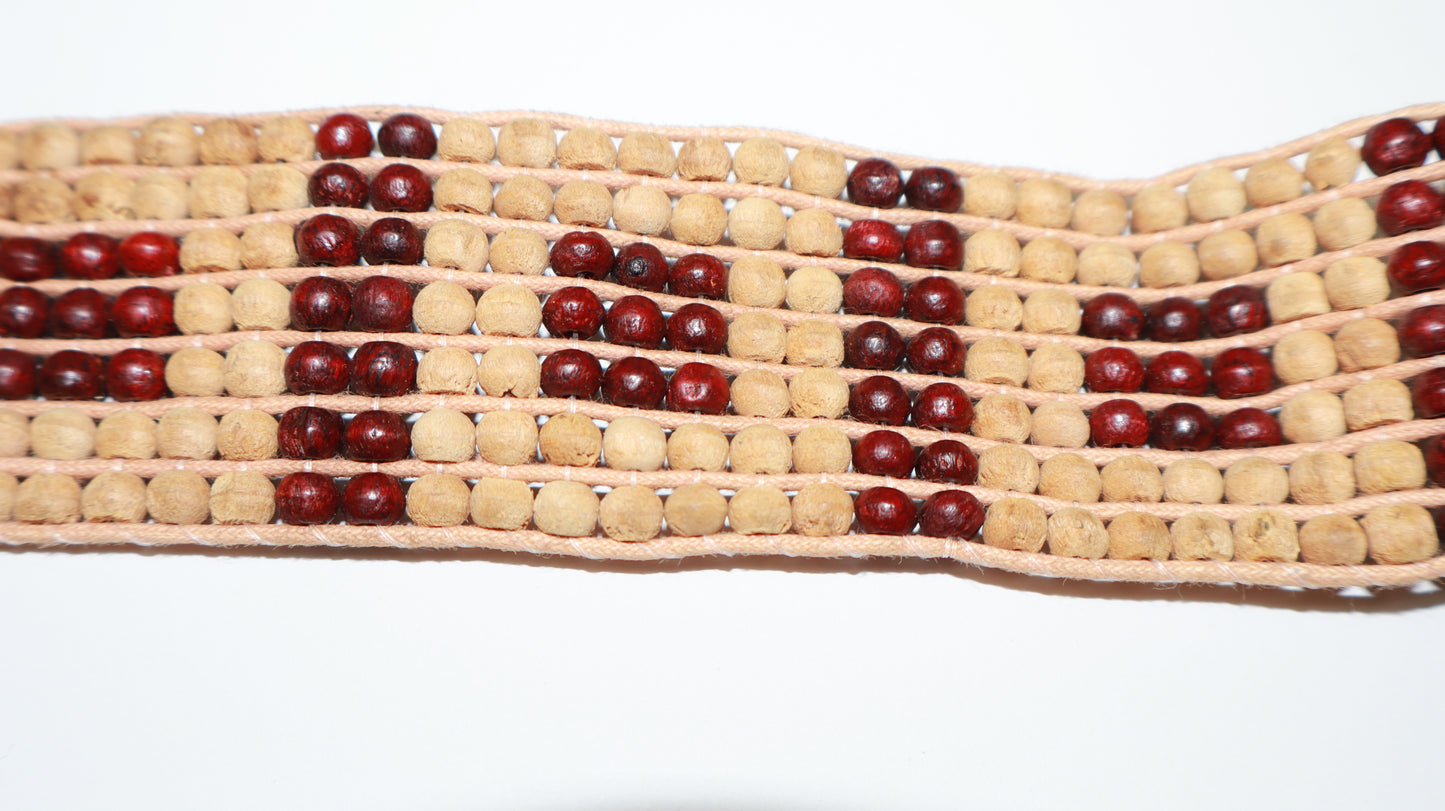 Natural Wood Beaded Waist Belt