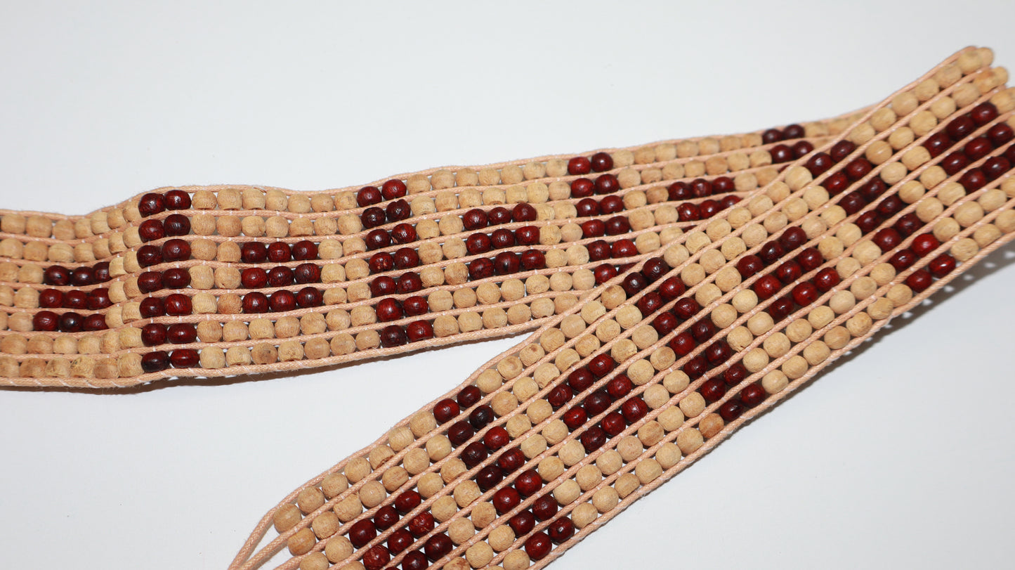 Natural Wood Beaded Waist Belt