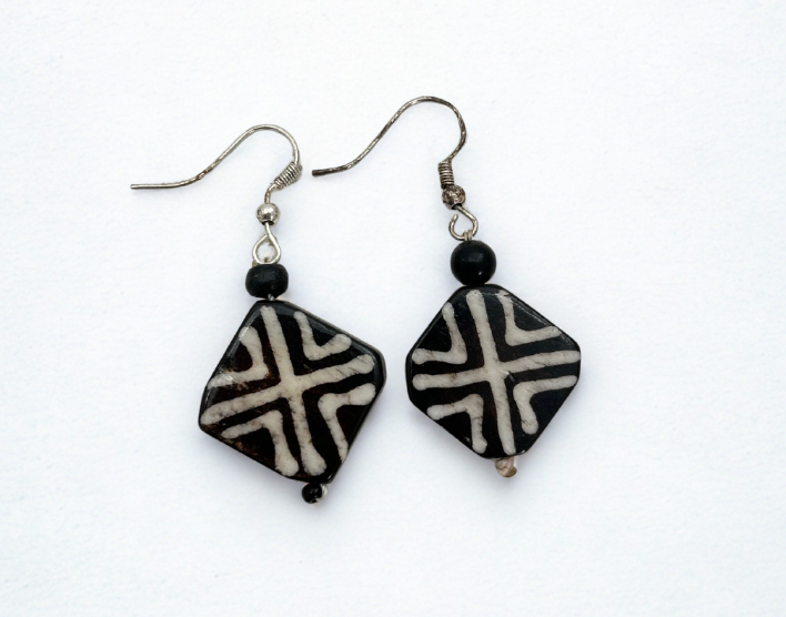 Bold Spiral Dzi-Inspired Drop Earrings
