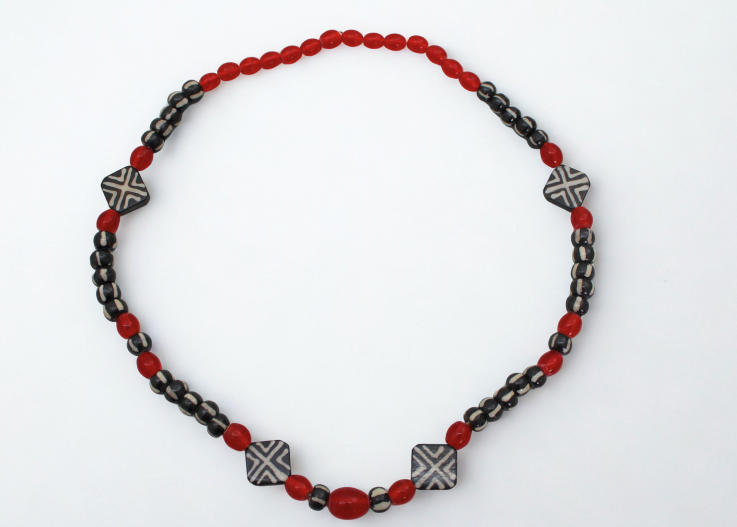 Geometric Red & Black Tribal Necklace