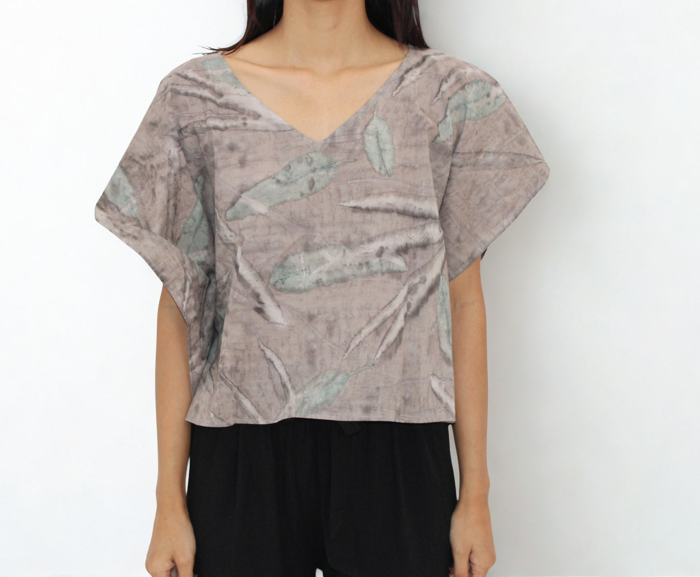 🌿 One-of-a-Kind Eco Print Top – 100% Natural Cotton