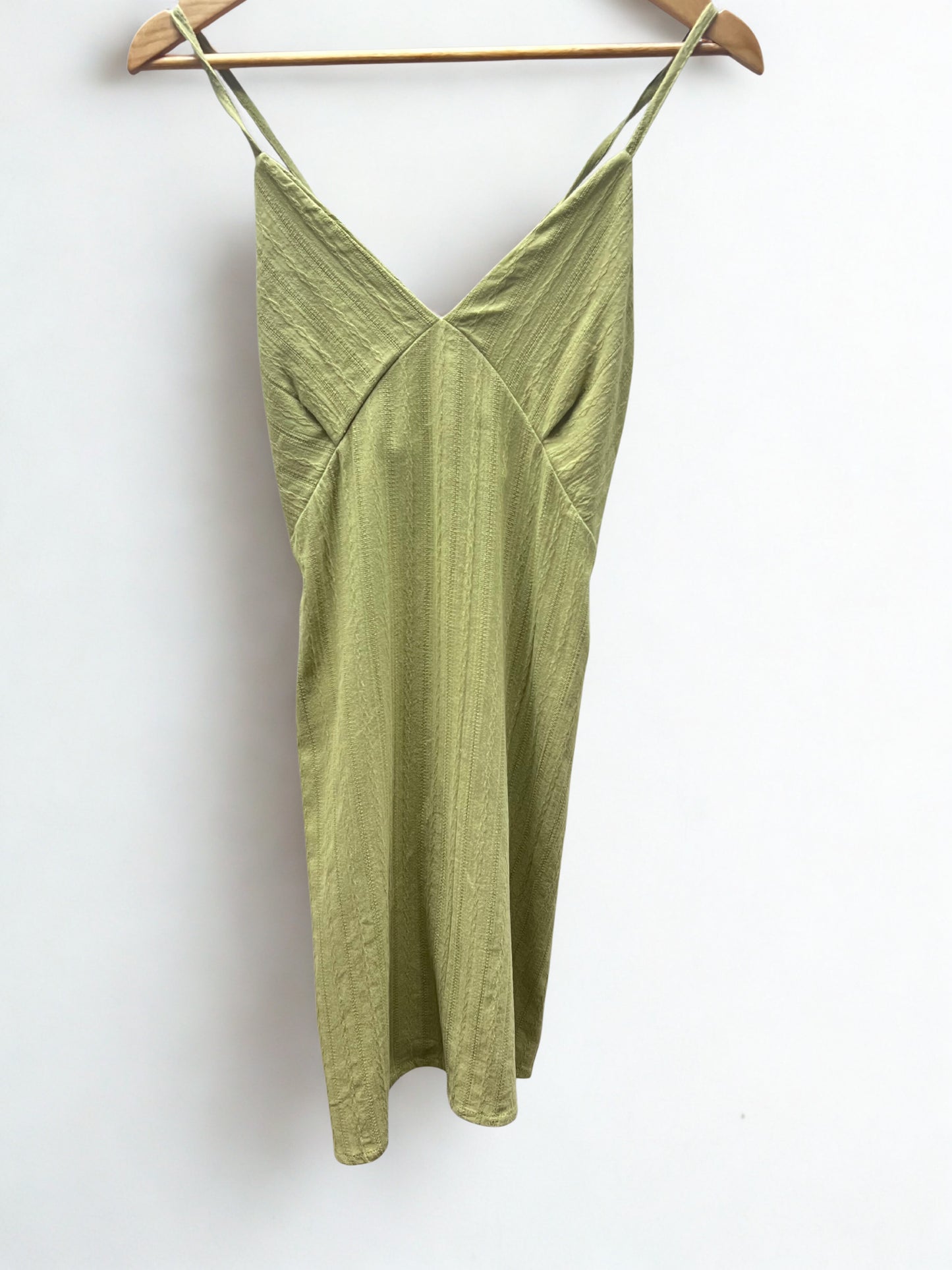 Lila – Olive Green Cotton Halter Dress