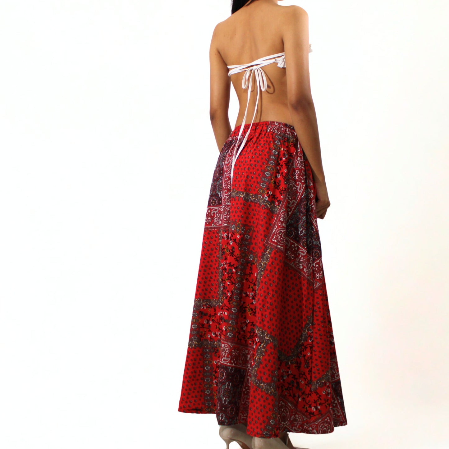 Bohemian Mosaic β Handwoven Cotton Maxi Skirt
