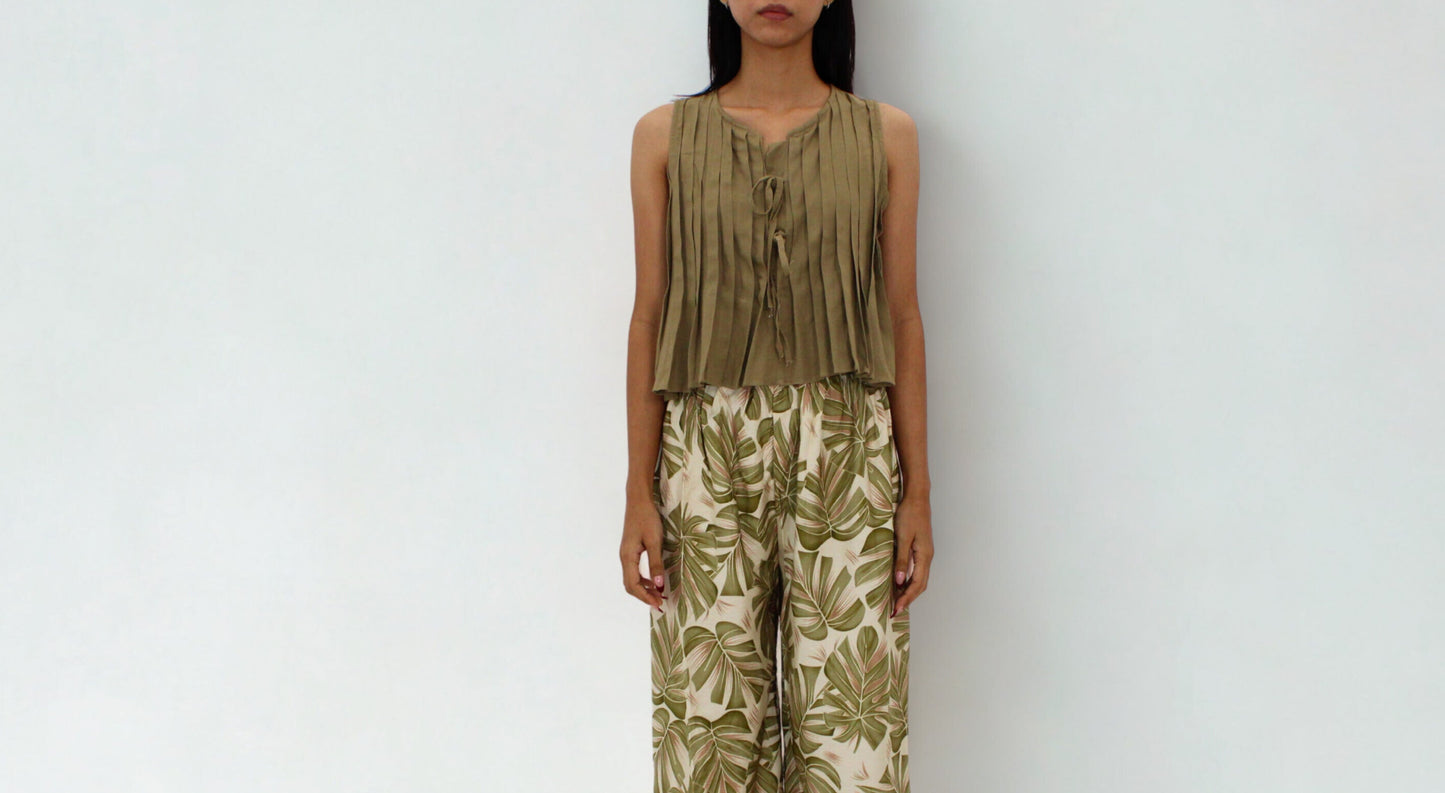 Thea Pleated Linen Blend Top