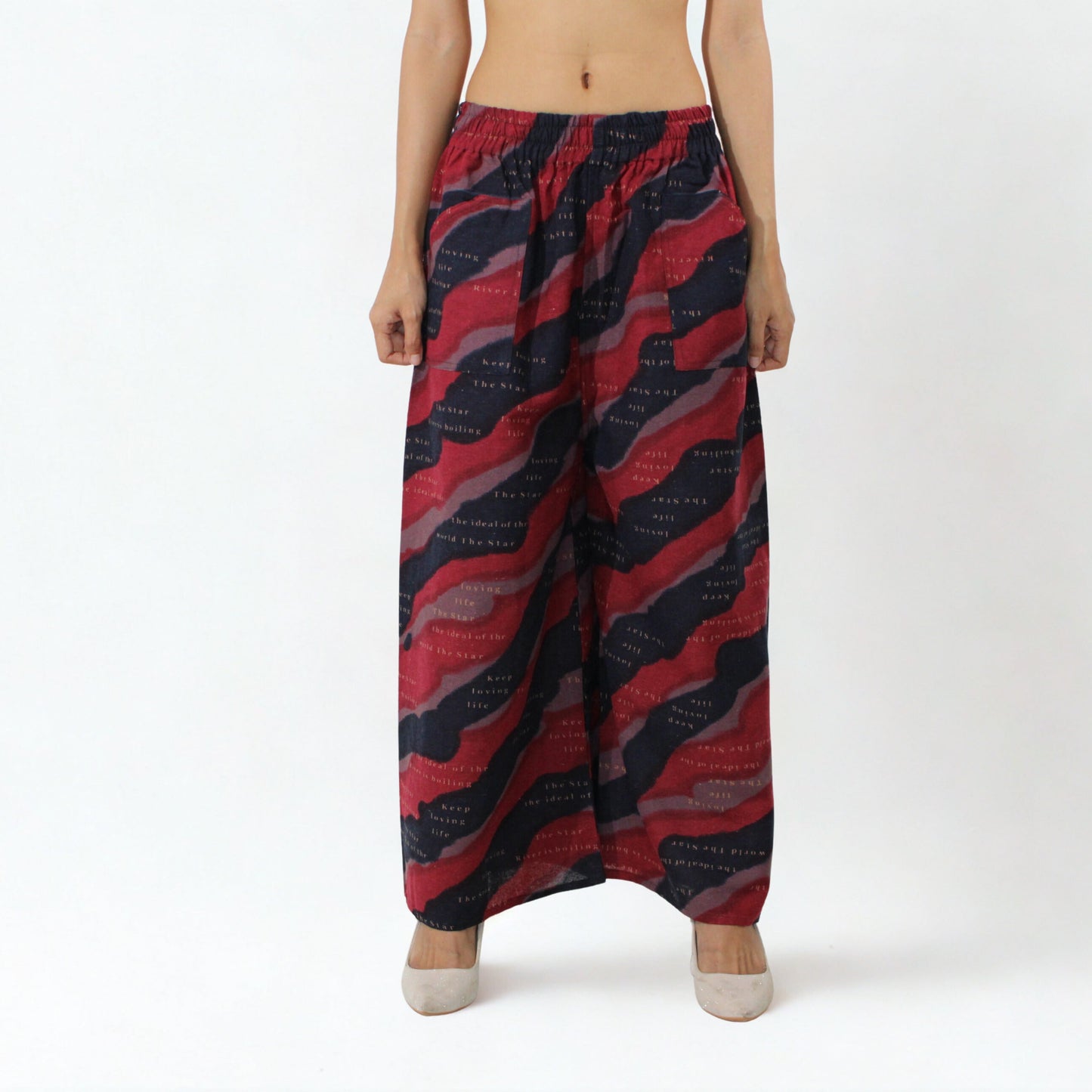 Street print pants-D