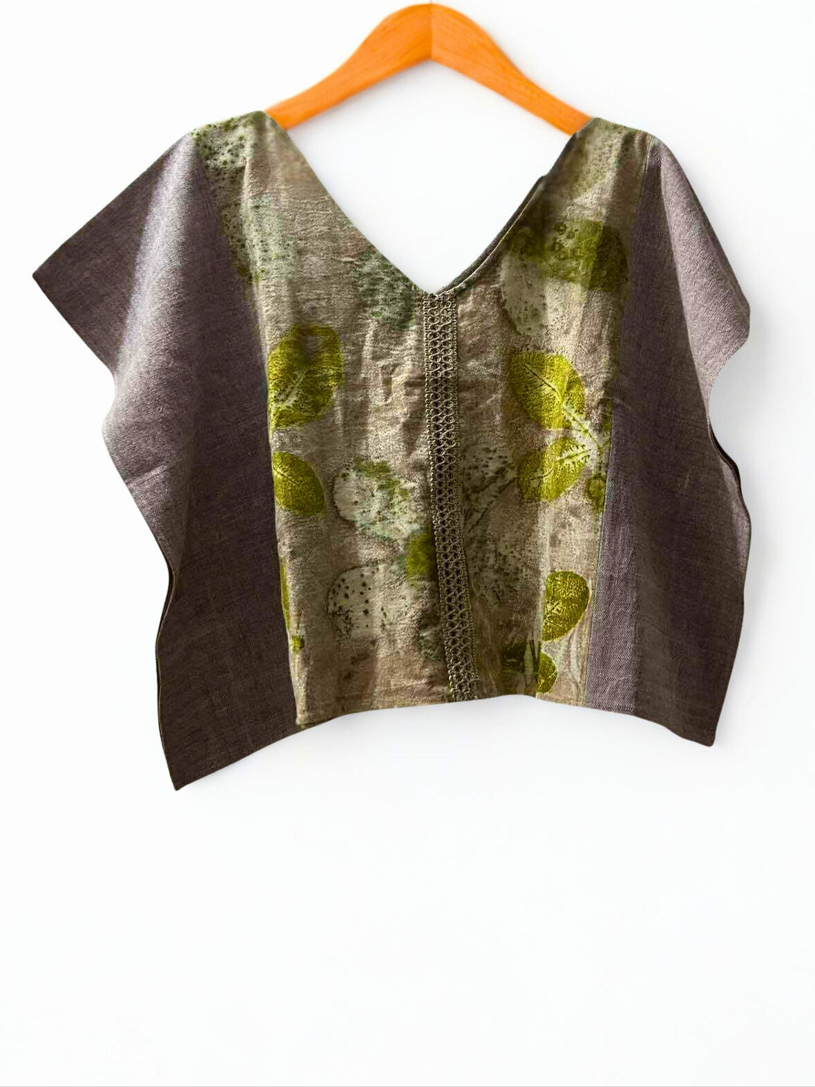 Handmade Eco Print Flutter Sleeve Top – Natural Botanicals