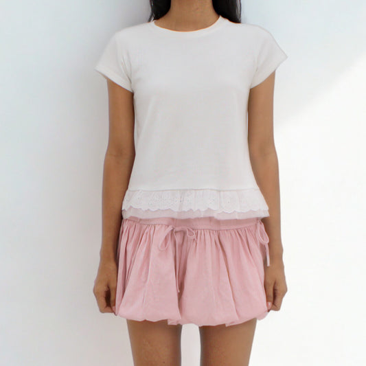 Lyla Cotton Lace Hem Tee