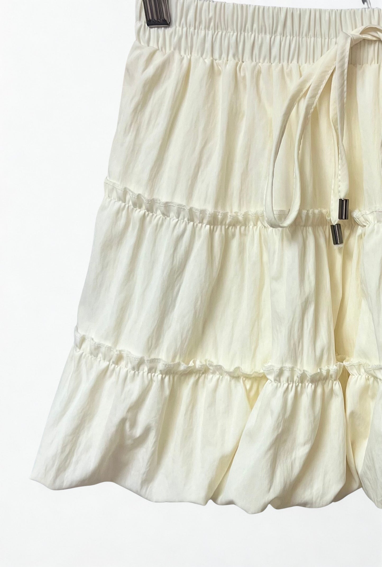 Cream Ruffle Puff Mini Skirt