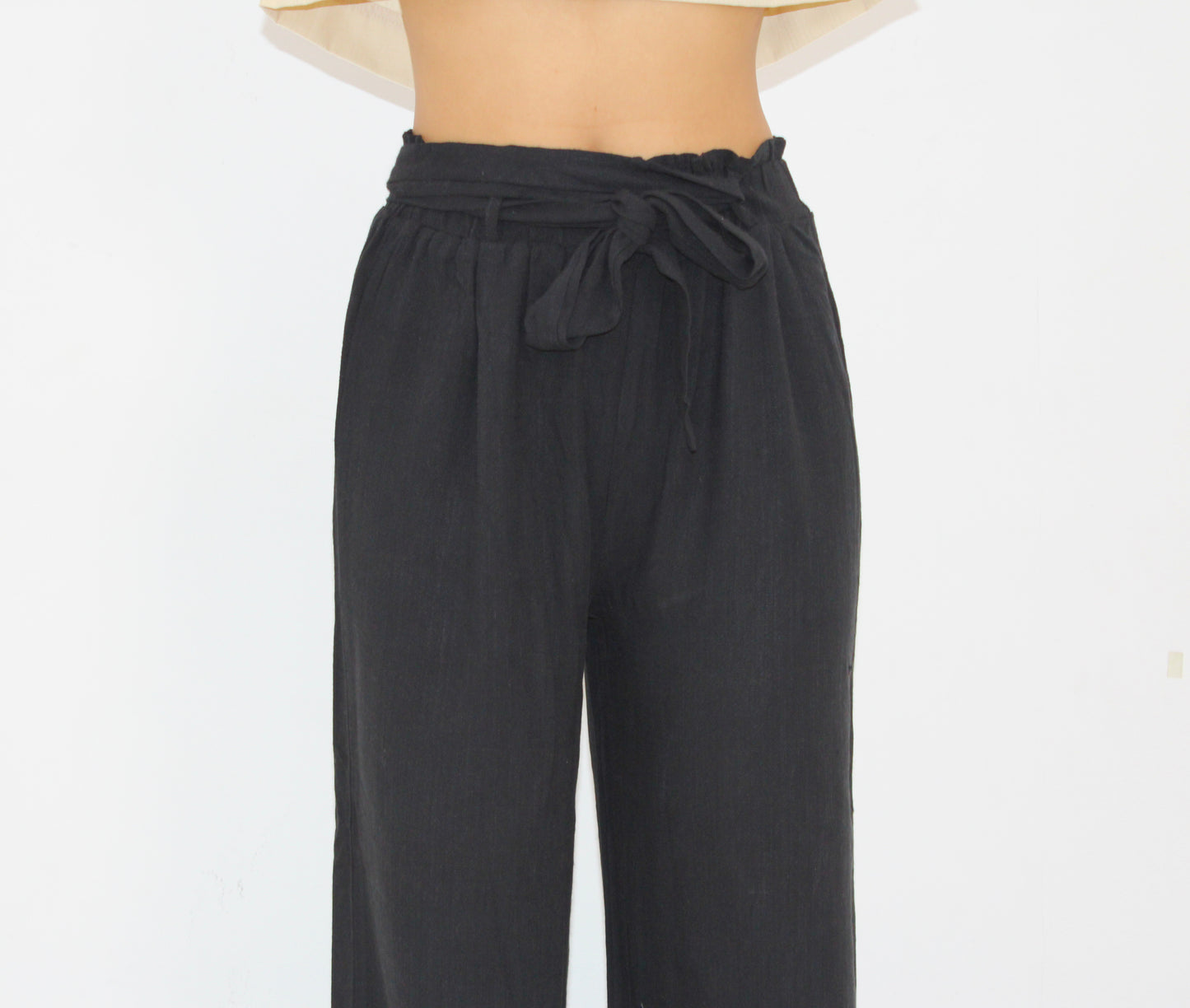 Black Cotton Ribbon Pant– Soft Flow Edition