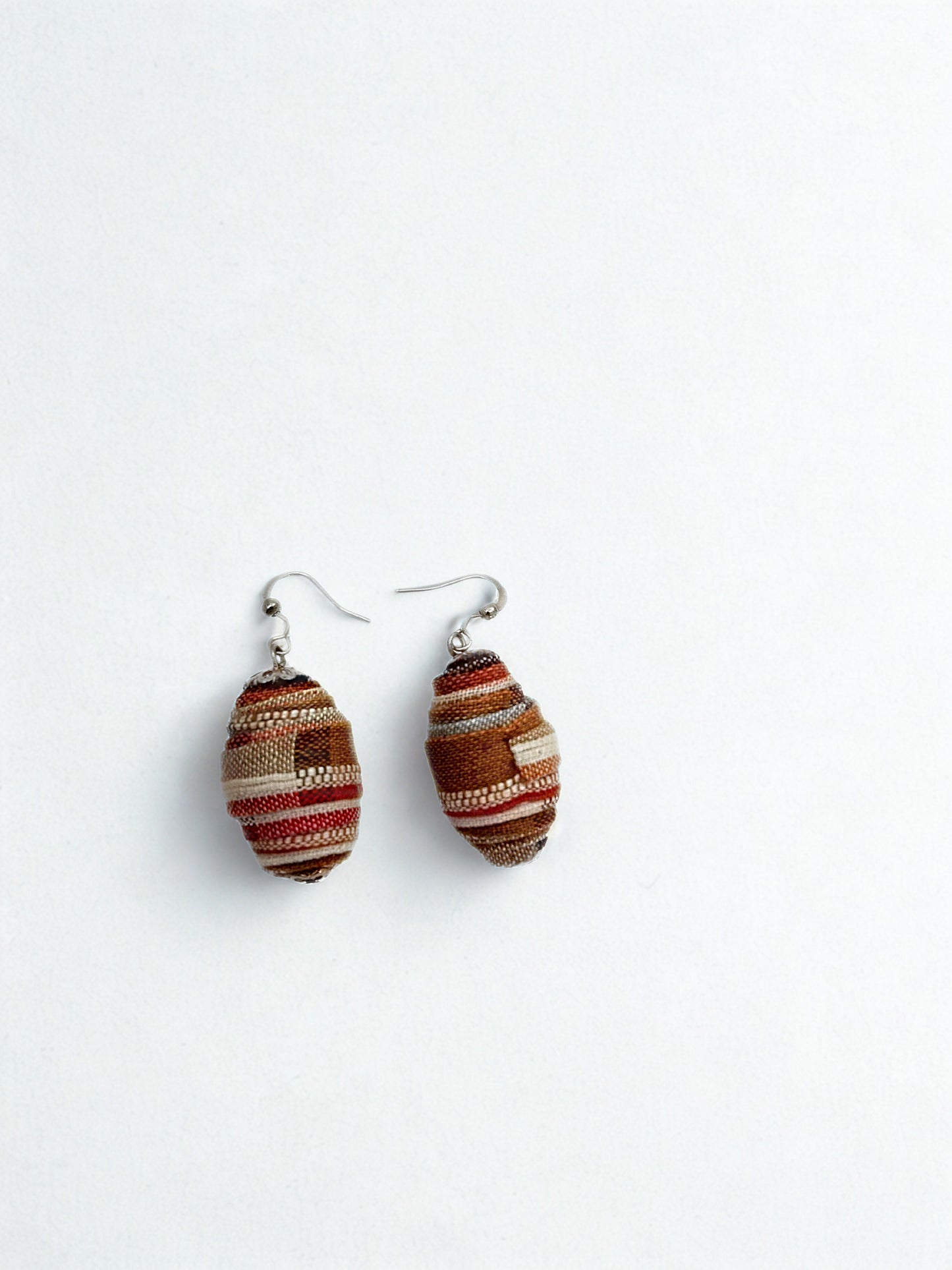 Handmade Fabric Wrap Earrings – Earthy Tribal Tones