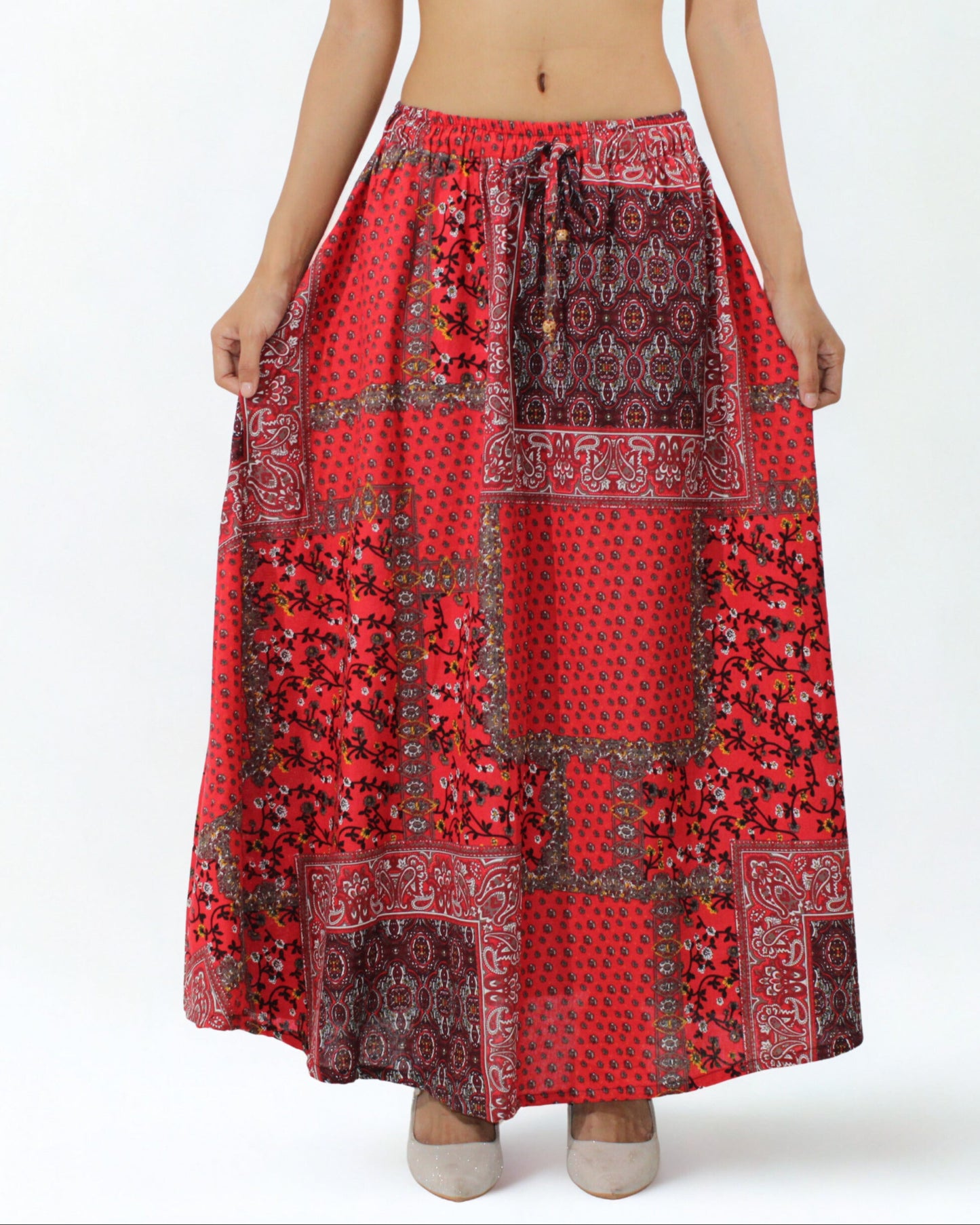 Bohemian Mosaic – Handwoven Cotton Maxi Skirt
