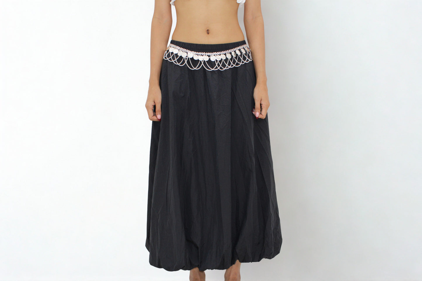 Midnight Bloom Balloon Skirt – Taffeta Black