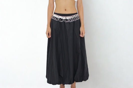 Midnight Bloom Balloon Skirt – Taffeta Black