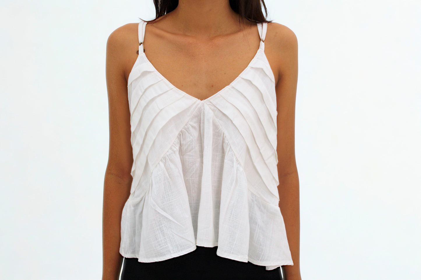 Luna Pleated Linen Peplum Cami