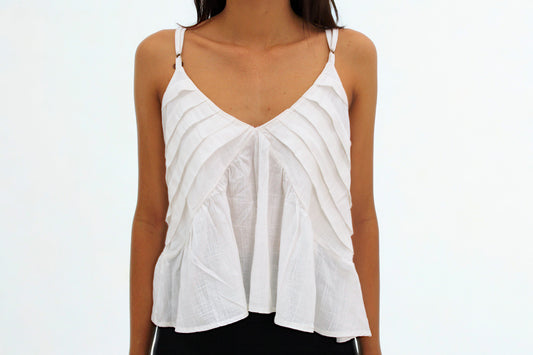 Luna Pleated Linen Peplum Cami