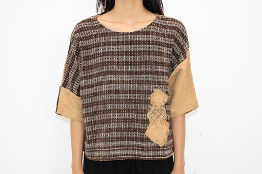 Handwoven Patchwork Cotton Top – Earth Tones