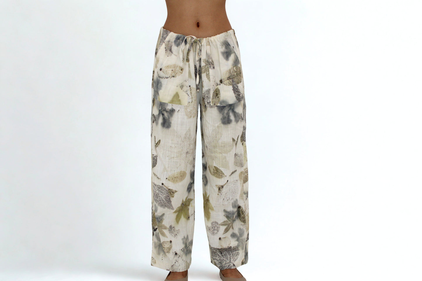 Eco-Printed Relaxed Fit Pants – Soft Botanical Tones
