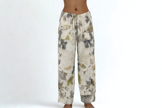 Eco-Printed Relaxed Fit Pants – Soft Botanical Tones