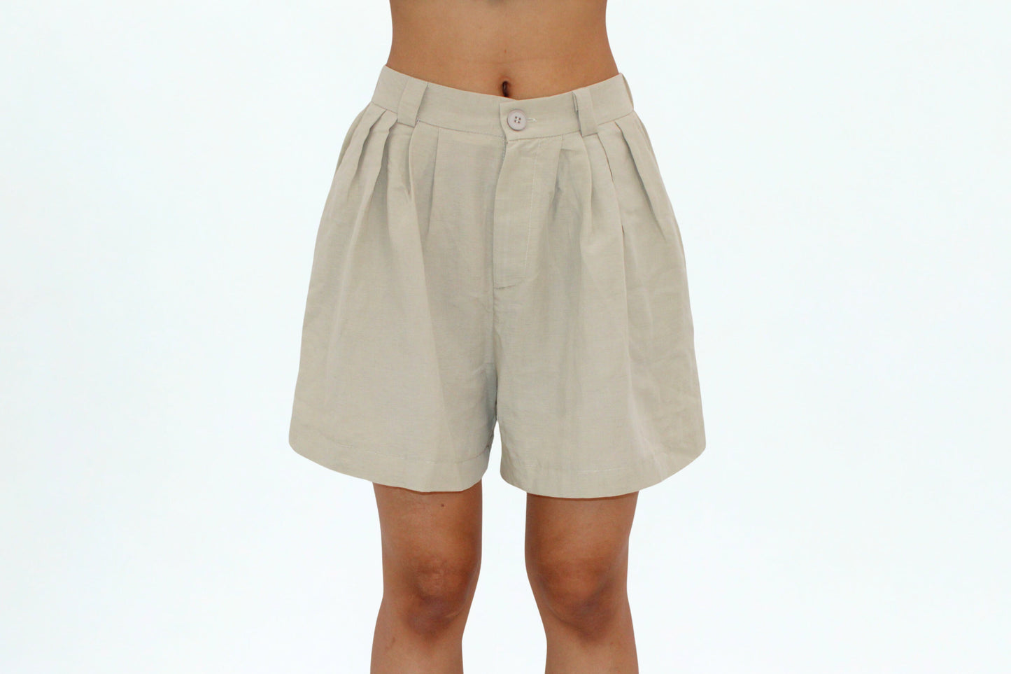 Tailored Breeze Shorts Sand Beige:– Cotton Linen Blend