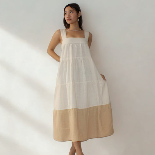 Earthy Tiered Cotton Maxi Dress