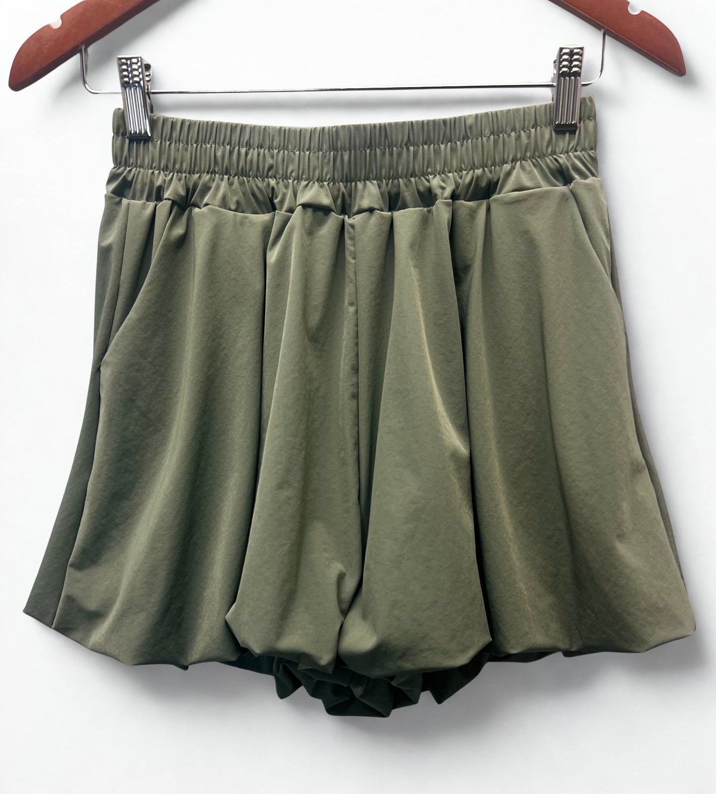 Olive Bloom Bubble Shorts