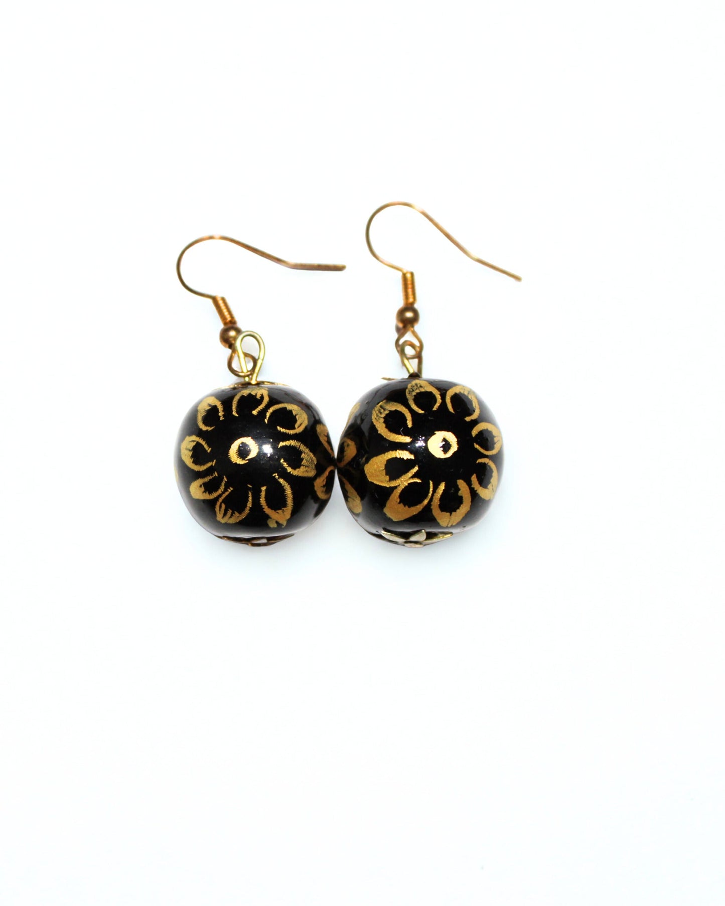 Golden Bloom” Hand-Lacquereware Earrings – ER09