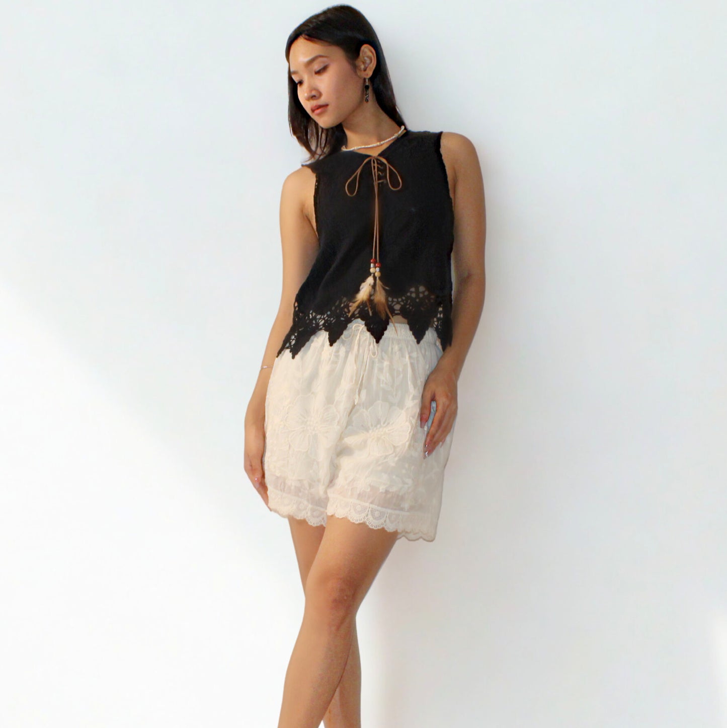 Natural Textured Cotton Sleeveless Top – Handwoven Look