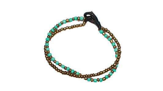 Bronze & Turquoise Beaded Wrap Bracelet