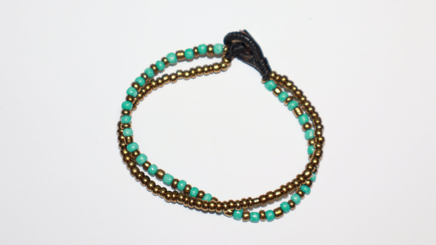 Bronze & Turquoise Beaded Wrap Bracelet
