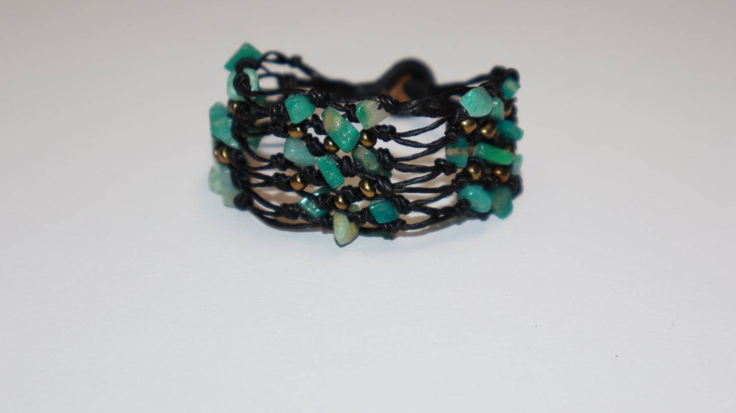 Verdant Weave Stone Cuff Bracelet
