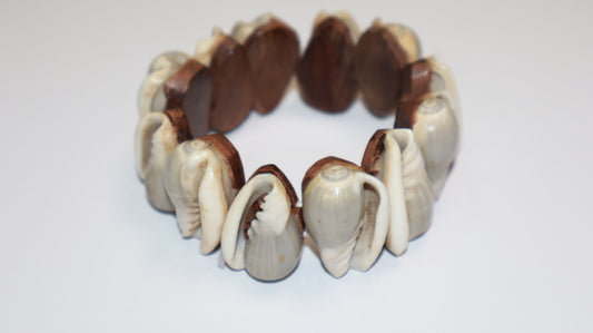 Coastal Spirit Shell & Wood Cuff Bracelet