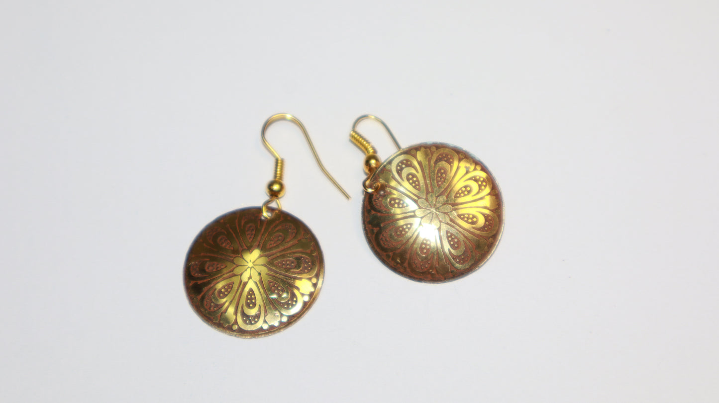 Golden Lotus Disc Earrings